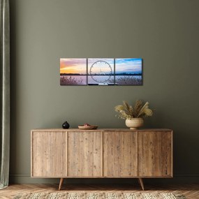 Obraz - Zamarznięte jezioro, Ełk, Mazury, Polska (z zegarem) (90x30 cm)