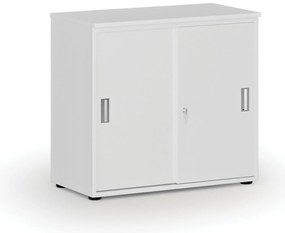 Szafa biurowa z drzwiami przesuwnymi PRIMO WHITE, 800 x 420 x 740 mm, biały
