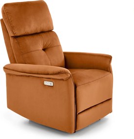 Aksamitny fotel Semir z funkcją elektrycznego rozkładania