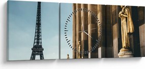 Obraz z placu Trocadero, Paryż (z zegarem) (90x30 cm)