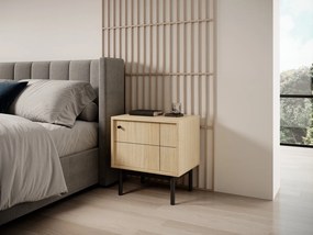 Szafka nocna w stylu loftowym Japandi S54, dąb linea