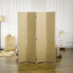 HOMCOM Parawan 4-częściowy 160 x 170 cm, przegroda z włókna falistego do salonu, brązowy | Aosom PL