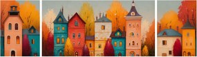 Obraz - Jesienna wieś (170x50 cm)