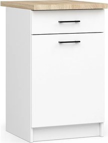 Szafka kuchenna AKORD S50 z blatem system OLIWIA Biała 50 cm 1 drzwi 1 szuflada kolor Biały mat 2 półki 50x46x85 cm