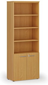 Szafa biurowa kombinowana PRIMA WOOD, drzwi na 2 poziomach, 800 x 420 x 2128 mm, buk
