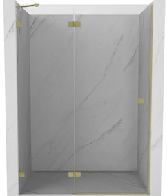 Mexen Lunar drzwi prysznicowe uchylne lewe 135 cm, transparent, złote szczotkowane - 834-135-000-55-00-L