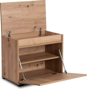 Wieszak do przedpokoju z siedziskiem Nivotis 60 cm szafka na buty panel dąb artisan loft