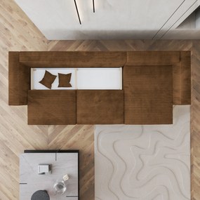 Masseno Narożnik TOLMO z funkcją spania i pojemnikiem na pościel Narozniki L, Rozkładana sofa - Miedziany, TILIA 56