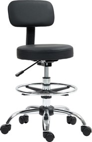 HOMCOM Ergonomiczne Krzesło Biurowe, Kompaktowe, Regulowane, z Podnóżkiem, Obrotowe, Skóra Ekologiczna, Metal, Czarne