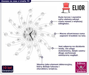 Nowoczesny srebrny zegar ścienny 50 cm - Linelis 7X