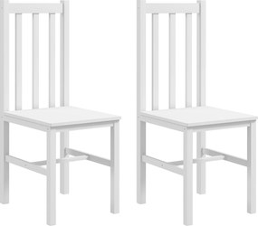 HOMCOM Zestaw 2 krzeseł kuchennych drewnianych sosnowych białych do jadalni 38x47x99 cm | Aosom PL