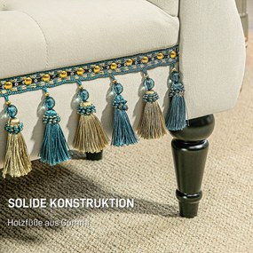 HOMCOM Ławka tapicerowana, vintage design, do 150 kg, 117x40x58 cm, Beżowa