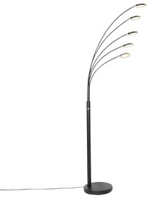 Designerska lampa stojąca czarna w tym 5-punktowy ściemniany LED - Sixties TrentoDesignerski Oswietlenie wewnetrzne