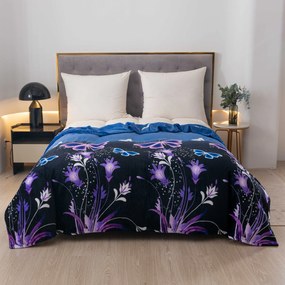 Koc z mikropluszu VIOLET BUTTERFLY ciemnoniebieski Rozmiar: 200 x 220 cm