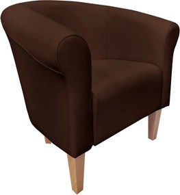 Fotel Milo tkanina Eko-skóra elegancki fotel do salonu i gabinetu : Kolor nogi - Drewno, Kolor tkaniny - EKO-SKÓRA - 2D, Wysokość nogi - 20 cm