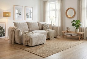 Stylowy narożnik rozkładany lewostronny ZEPHIRA 258x170 cm w tkaninie FLOW 3 beżowej
