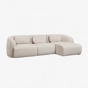 Sofa Modułowy Z Prawym Szezlongiem, 3-częściowy, Z Tkaniny Chenilla Coquette Szenila Kremowy Beż - Sklum