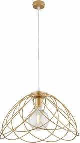 Żyrandol Pagoda z lakierowanego na złoto żelaza z dekoracją w kolorze starego złota z regulowanym kablem elektrycznym, 1 lampa 132 Ø45 BL298-S1-ORO