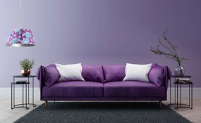 Fioletowa welurowa lampa wisząca w kwiaty - S413 C2-M52