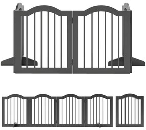 PawHut Bramka dla psa Wolnostojąca osłona z nóżkami, Składana bramka, 4 panele, 208 x 29,5 x 61 cm, Czarny