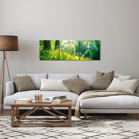 Obraz - Magiczna łąka pełna mniszków lekarskich (z zegarem) (90x30 cm)