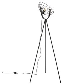 Industrialna lampa podłogowa na trójnogu czarna 35 cm regulowana - HanzePrzemysłowy Oswietlenie wewnetrzne