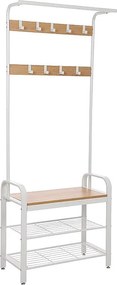 Wieszak na ubrania Valora z siedziskiem i półkami na buty do przedpokoju