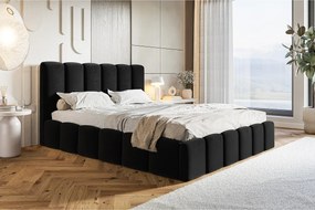 Emporius Palermo łóżko dla dwóch osób - łóżko tapicerowane 180x200 cm - pojemnik i stelaż, tkanina aksamitna, czarny (Amor Velvet 4322)