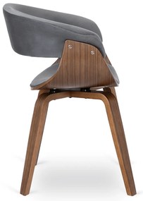 Krzesło Tapicerowane z Drewna Giętego Do Jadalni GARY Szare/Orzech Nowoczesne Loft