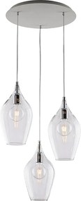 Lampa wisząca Ares Iron z przezroczystym szkłem Pyrex 3 światła 141 Ø50 BL273-S3-TR