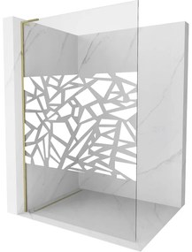 Mexen Kioto L ścianka prysznicowa Walk-in 80 x 200 cm, biały wzór, złota - 800-080-103-50-78