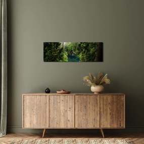 Obraz - Przestrzeń między drzewami (z zegarem) (90x30 cm)