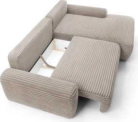 Sztruksowa kanapa narożna rozkładana taupe N0-D86