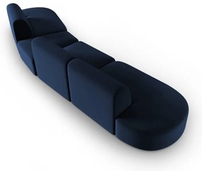 Niebieska aksamitna sofa prawostronna 428 cm Paolo – Milo Casa