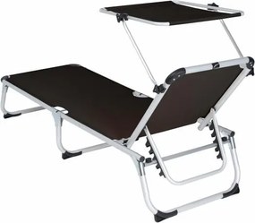 Leżak ogrodowy – składany, z dachem, czarny, 187cm