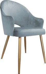 Krzesło Velvet tkanina Welur noga metalowa : Kolor nogi - Złota stożek, Kolor tkaniny - VELVET - BL06, Typ siedziska - Siedzisko stałe