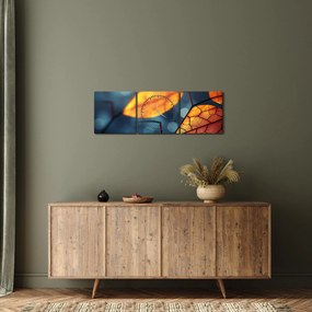 Obraz - Tekstura liści (z zegarem) (90x30 cm)