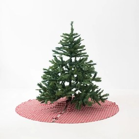 Czerwony lniany okrągły dywan pod choinkę ø 125 cm Red Gingham – Linen Tales