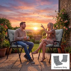 Outsunny Poduszki ogrodowe z oparciem i paskami, wodoodporne poduszki do wnętrz i na zewnątrz, jasnoszary | Aosom PL