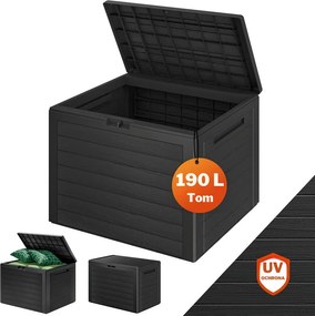 Pojemnik do przechowywania WOODEBOX, 190L,78x44x55cm, antracytowa Prosperplast