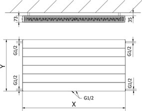 Mexen Line CCL21 grzejnik płytowy 500 x 1400 mm, podłączenie dolne środkowe, 1412 W, biały - W6C21L-050-140-00
