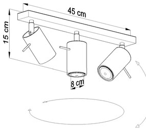 Szara lampa sufitowa Nice Lamps Etna, dł. 45 cm