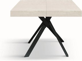 Biały stół z drewna jesionowego, antracytowe metalowe nogi 95x90-145x90cm - FORTE DEI MARMI