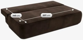 Sofa z Funkcją Spania ARVETO Brązowa Welurowa Nowoczesna