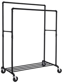 Podwójny stojak na ubrania RARE, rury wodociągowe, 100x59x162cm, czarna SongmicsHome