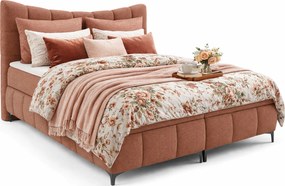 Łososiowe łóżko z pikowanym zagłówkiem 5 rozmiarów A5-P39