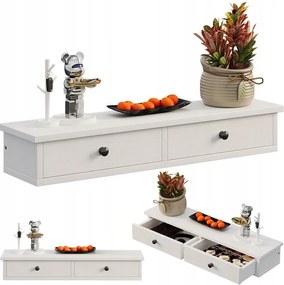 Półka wisząca z szufladami biała nowoczesna loft sypialnia ścienna 64 cm