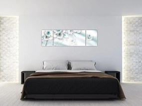 Obraz - Turkusowe kwiaty róży (170x50 cm)