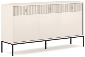 Komoda do Salonu Sypialni MARCOS 154 cm Kaszmir Ryflowana Trzydrzwiowa z Szufladami Nowoczesna