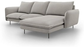 Jasnoszara sofa narożna Cosmopolitan Design Vienna, prawostronna